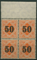 Württemberg Dienst 1923 Mit Aufdruck, Mit Oberrand 188 4er-Block OR Postfrisch - Mint