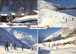 12487767 Saas Almagell Skipisten Und Dorfansicht Saas Almagell - Autres & Non Classés