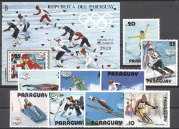 Paraguay 1979, Olympic Games In Lake Placid, Skating, Skiing, 9val +BF - Paraguay