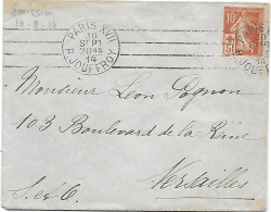 Yv 147 Seul Sur Lettre- Cad 30 Sept 1914 PARIS Rue Jouffroy - Semeuse Surtaxe 5c Au Profit Croix-Rouge - - 1906-38 Semeuse Camée