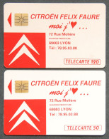Télécartes CITROEN Felix Faure Rue Molière Préfecture Lyon 1991 Remise 7000F Achat 120U 50U Régie France Télécom - Zonder Classificatie
