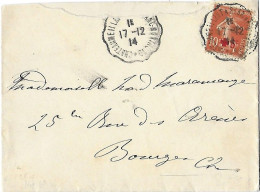 Yv 146 Seul Sur Lettre CHATEAUMEILLANT à St Amand Montrond Cad 17 12 14 - Semeuse Surtaxe 5c Au Profit Croix-Rouge - - 1906-38 Säerin, Untergrund Glatt