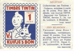 Tintin  Timbre Tintin Voir Verso - Werbeobjekte