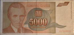 5 000 Dinara, 1993. Yugoslavia - Joegoslavië