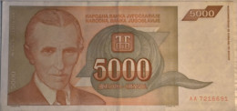 5 000 Dinara, 1993. Yugoslavia - Yougoslavie