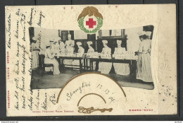 CHINA Shanghai 1904 Red Cross Rotes Kreuz Croix Rouge Post Card Deutsche Post In Shanghai (Marke Weg) - Croce Rossa