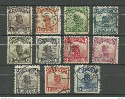 CHINA 1913-1926 Small Lot Of 11 Stamps. All Different O Dschunke Ship Boot - 1912-1949 Republiek