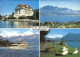 12455437 Hilterfingen Thunersee Hotel Bellevue Panorama Fahrgastschiff Schwaene  - Sonstige & Ohne Zuordnung