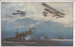 AK Wasserflugzeuge über Der Englischen Flotte - Prof. Schulze, Berlin - Luftflotten-Verein Patriotika - 1915 (69413) - War 1914-18