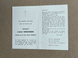 VERSONNEN Léonie °LEUVEN 1904 +LEUVEN 1988 - FRANCKX - Obituary Notices