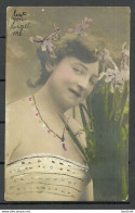 Old Photo Post Card With A Lady, Text At Back But Not Sent - Otros & Sin Clasificación