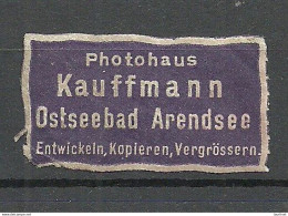 Deutschland Germany Photohaus Kauffmann Ostseebad Arendsee Reklamemarke Siegelmarke Seal - Sonstige & Ohne Zuordnung