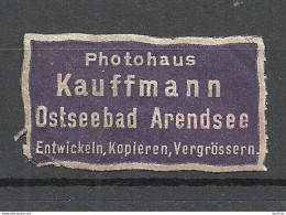 Deutschland Germany Photohaus Kauffmann Ostseebad Arendsee Reklamemarke Siegelmarke Seal - Other & Unclassified