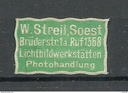 Deutschland Germany Lichtbildwerkstätten & Photohandlung W. Streil Soest Reklamemarke Siegelmarke Seal - Autres & Non Classés