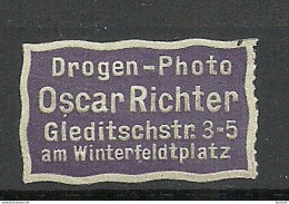 Deutschland Germany Drogen - Photo Oscar Richter Reklamemarke Advertising Stamp Siegelmarke Seal - Sonstige & Ohne Zuordnung