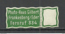 Deutschland Germany Photo-Haus Gilbert Frankenberg Eder Reklamemarke Advertising Stamp Siegelmarke Seal - Autres & Non Classés