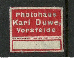 Deutschland Germany Photohaus Karl Duwe Vorsfelde Reklamemarke Advertising Stamp Siegelmarke Seal - Autres & Non Classés