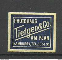 Deutschland Germany Photohaus Tietgen & Co. Am Plan Hamburg Reklamemarke Advertising Stamp Siegelmarke Seal MNH - Altri & Non Classificati