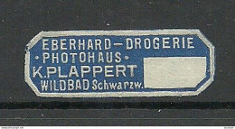 Deutschland Germany Eberhard Drogerie Photohaus Plappert WILDBAD Reklamemarke Advertising Stamp Siegelmarke Seal - Sonstige & Ohne Zuordnung