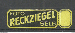Deutschland Germany Photo Reckziegel Selb Reklamemarke Advertising Stamp Siegelmarke Seal (*) - Andere & Zonder Classificatie