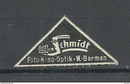 Deutschland Germany Schmidt Photo Kino Optik Barmen Reklamemarke Advertising Stamp MNH - Photographie