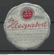 Deutschland Germany 1937 Kleopatra Photo-Werkstätten Eisenreich Berlin Reklamemarke Advertising Stamp Siegelmarke MNH - Autres & Non Classés