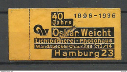 Deutschland Germany 1936 Oskar Weicht Lichtbildnerei Photohaus Hamburg Reklamemarke Advertising Stamp Siegelmarke MNH - Photographie