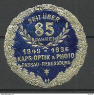 Deutschland Germany 1936 Kaps Optik & Photo Passau Regensburg Reklamemarke Advertising Stamp Siegelmarke MNH - Altri & Non Classificati