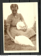 1920ies Photo Post Card Woman With Ducks Unused - Birds
