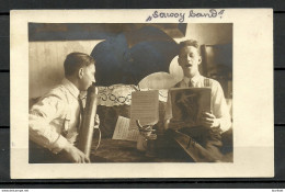 ESTLAND Estonia Ca 1920 Young Men Making Music & Singing Band Photo Post Card Unused - Musique