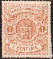 Luxembourg 1865 1c Orange Brown  Rouletted (coloured) M 1 Value No Gum - 1859-1880 Coat Of Arms