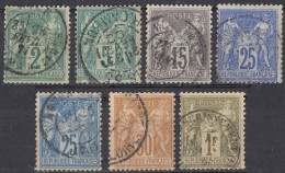 FRANCE - 1876 - Sette Valori Usati: Yvert 74, 75, 77/80 E 82. - 1876-1898 Sage (Tipo II)