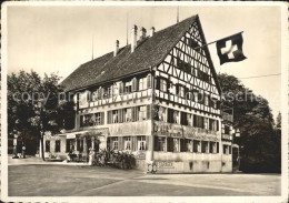12360087 Ermatingen Hotel Adler Fachwerkhaus Schweizer Flagge Weihnachtskarte Er - Sonstige & Ohne Zuordnung