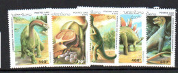 LAOS -  1995 - DINOSAURS SET OF 5  MINT NEVER HINGED - Laos