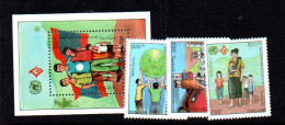 LAOS -  1994 - YEAR OF THE FAMILY SET OF 3 + SOUVENIR SHEET  MINT NEVER HINGED - Laos