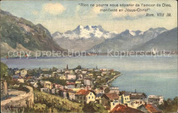 12322187 Montreux VD Panorama Lac Leman Dents Du Midi Genfersee Alpen Kuenstlerk - Andere & Zonder Classificatie