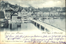 12318007 Luzern LU Bruecke Hotel Cygne Schweizerhof Vierwaldstaettersee Luzern - Sonstige & Ohne Zuordnung