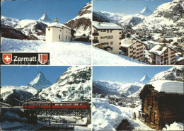 12316807 Zermatt VS Kapelle Ortsblick Bahn Blockhuette  - Autres & Non Classés