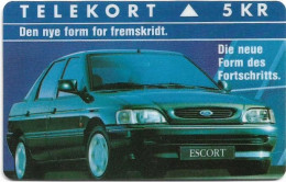 Denmark - KTAS - Ford Escort Car - TDKP015 - 03.1993, 5kr, 2.000ex, Used - Danimarca