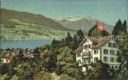 12278327 Sachseln OW Hotel Pension Felsenheim Caritasheim Schweizer Flagge Alpen - Autres & Non Classés