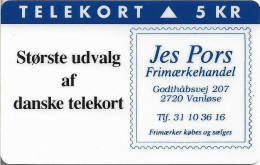 Denmark - KTAS - Jes Pors Stamp Dealer (blue) - TDKP082 - 04.1994, 1.750ex, 5kr, Used - Denmark