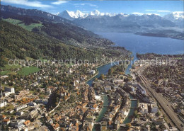 12243887 Thun BE Fliegeraufnahme Am See Mit Eiger Moench Und Jungfrau Thun - Other & Unclassified