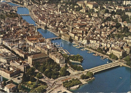 12238527 Zuerich Fliegeraufnahme See Quaibruecke Limmat Altstadt  Zuerich - Andere & Zonder Classificatie