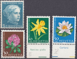 HELVETIA - SUISSE - SVIZZERA - 1964 - Lotto Di 4 Valori Nuovi MNH: Yvert 738, 739, 741 E 742. - Neufs