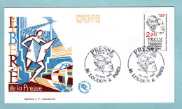 FDC France 1981 - Presse - L'imprimerie Et La Librairie Sont Libres - YT 2143 - 86 Loudun & Paris - 1980-1989