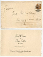 Germany 1935 Cover & Marriage Announcement; Wuppertal-Vohwinkel To Schiplage; 3pf. Hindenburg - Briefe U. Dokumente