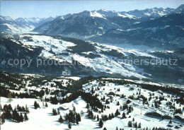 12219417 Anzere Station Et Champs De Ski Au Fond Le Plateau De Lens Et La Vallee - Sonstige & Ohne Zuordnung