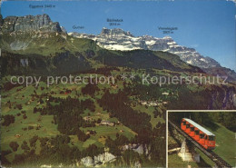 12219387 Braunwald GL Blick Auf Die Bergterrasse Mit Bergbahn Braunwald - Other & Unclassified