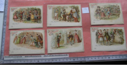 6 Cartes Chromos, 1885, Liebig Compagnie Complete Set Nr 1  : Danses, Tanz  Tischkarten, Cartes De Table, Table-cards VG - Liebig