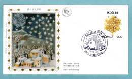 FDC Monaco 1988 - Noël 1988 - Etoile De Noël - YT 1662 - FDC